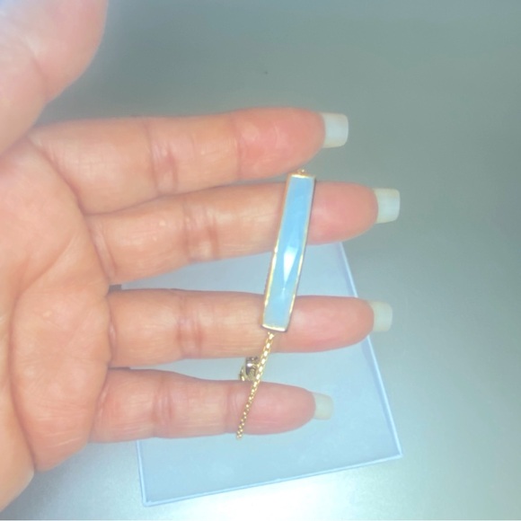 LIKE NEW Monica Vinader Baja Facet Bracelet 18k Gold Vermeil & Aquamarine Stone - Picture 5 of 8